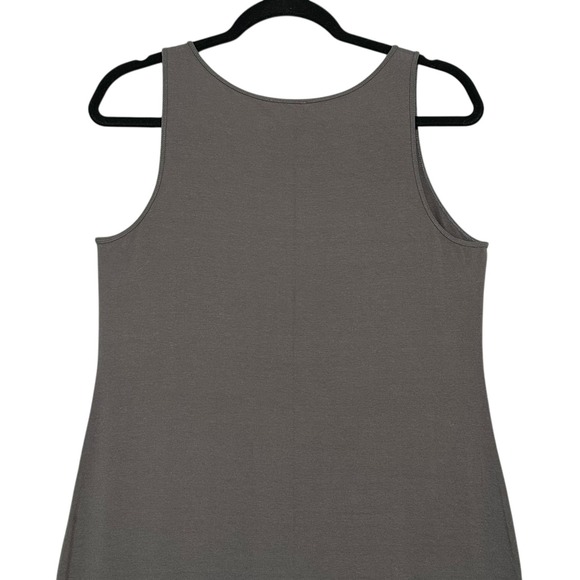 Eileen Fisher Womens Midi Dress M Stretch Viscose Jersey Knit Capsule Taupe Wear - Picture 10 of 11